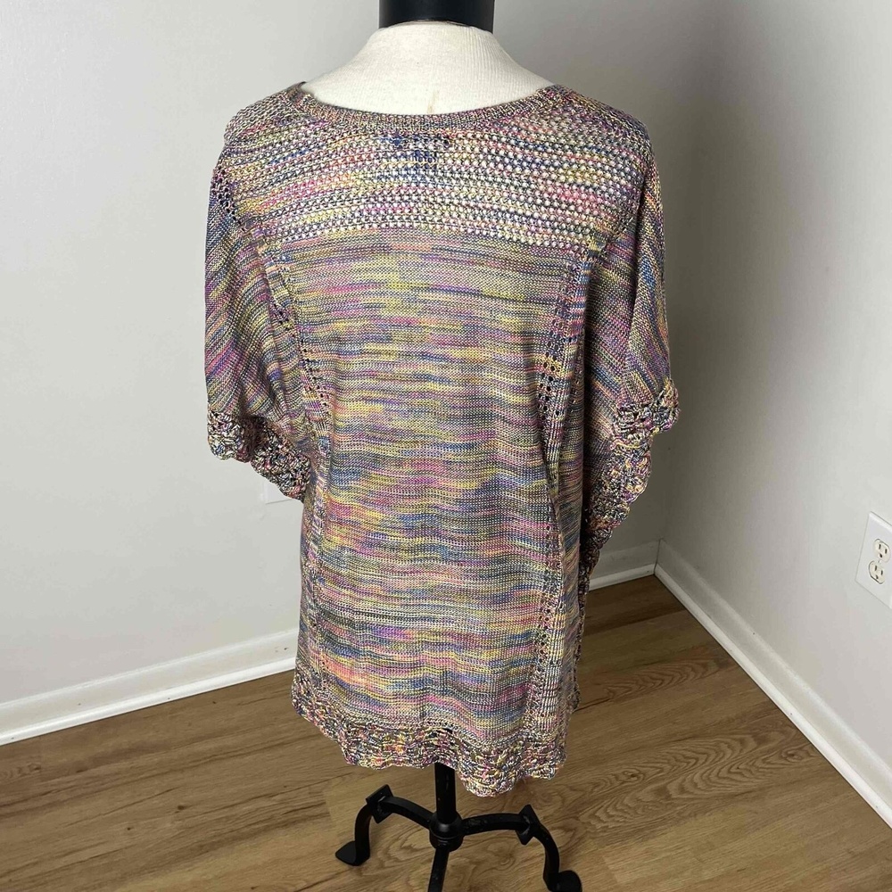 Rainbow Multicolor Vneck Crochet Pattern Loose Fi… - image 3